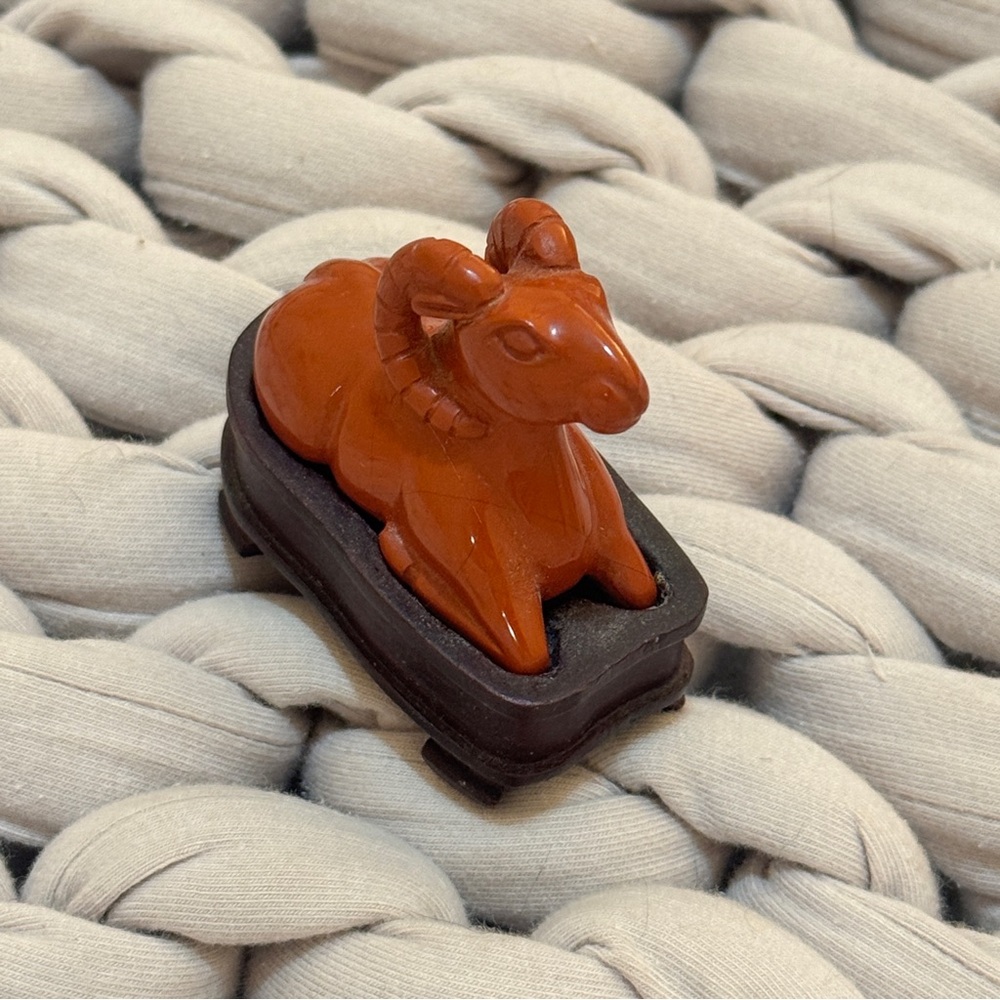 Vintage Terracotta Ram Sculpture